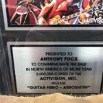 Certified Platinum Award plaque for Mixing & Mastering of “Guitar Hero: Aerosmith” By Anthony Focx www.anthonyfocx.com