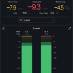 LUFS loudness meter displaying integrated loudness during professional music mastering